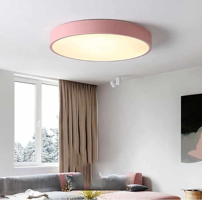 Ceiling Light Minimalist Round LED Flush Mount Ceiling Light Color Macaron Ultra-Thin 1.9 Inch Flat Lamp Three-Tone Light Panel Modern Ceiling Lighting for The Bedroom Corridor Kitchen