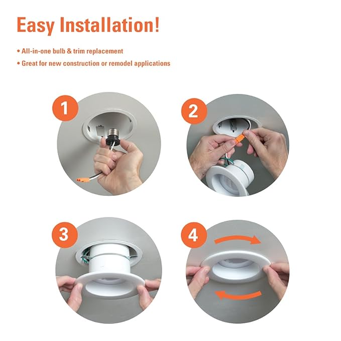 HALO RL 4 inch LED Recessed Light Retrofit Selectable CCT 2700K 3000K 3500K 4000K 5000K Dimmable Dim to Warm 600/900 Lumens Wet Location Indoor Outdoor Ceiling Downlight RL4LS9FSD2W1EWH