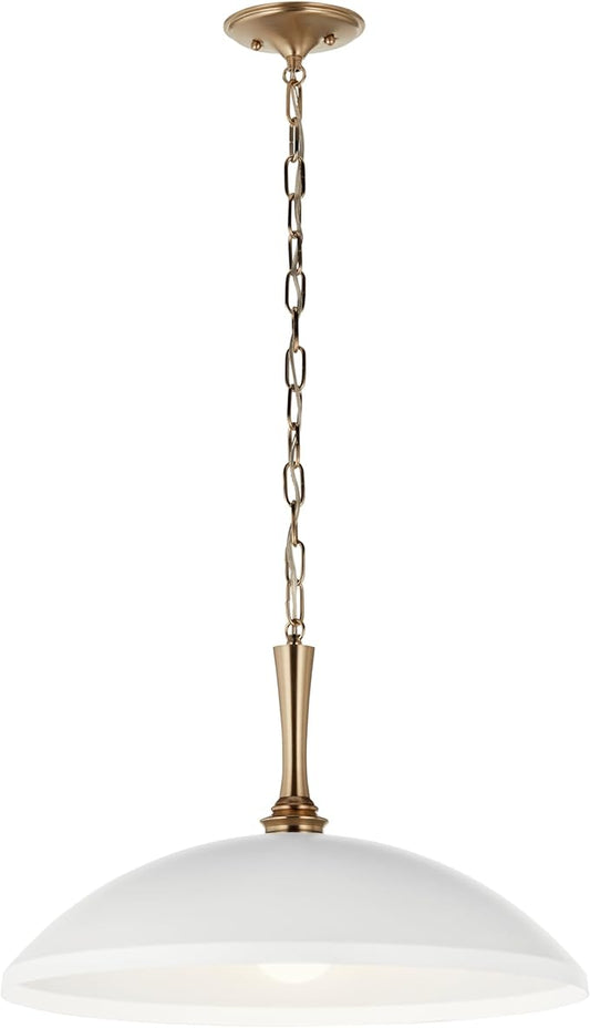 Kichler Delarosa 1-Light Pendant, Updated Traditional Light in White and Champagne Bronze, Sloped Ceiling Compatible, for Your Kitchen, Dining Room or Hallway (12.75" x 20.25"), 52638WH