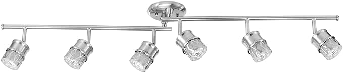 Globe Electric 59355 Kearney 6-Light Foldable Track Lighting, Brushed Nickel Finish, White Glass Shades