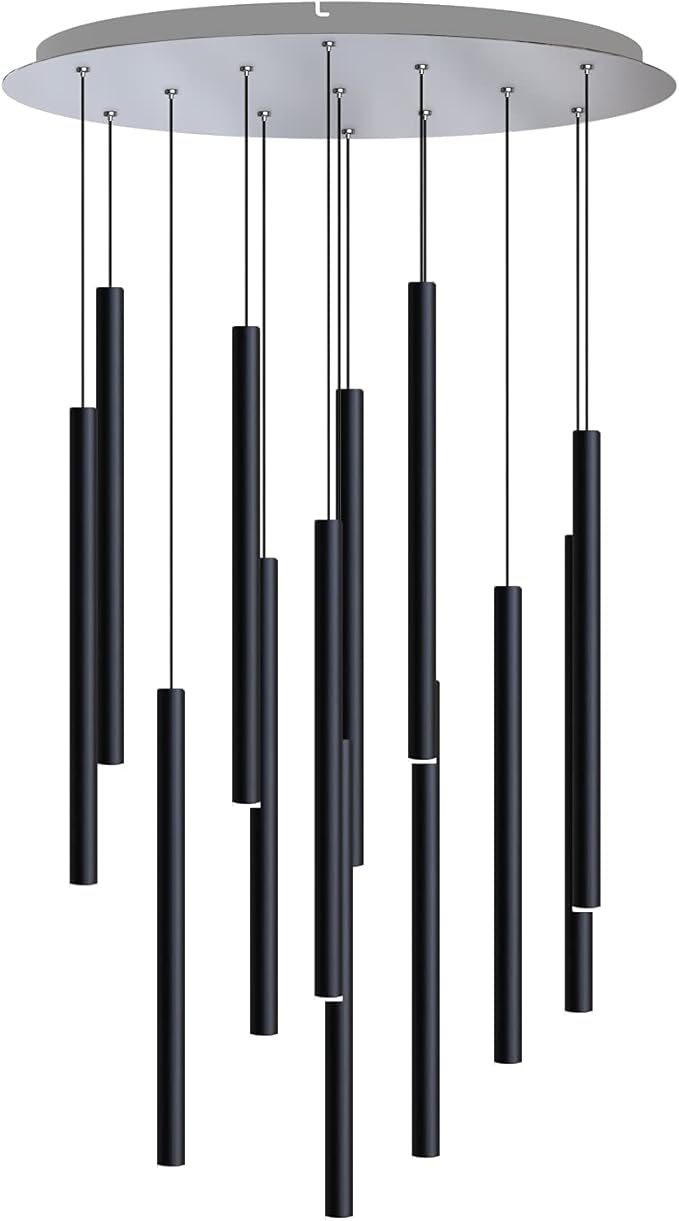CANALIS 13 Mini Pendantl Lighting Black - LED Hanging Light Fixture for Kitchen Island, Bar, Foyer - Cluster Pendants - Dimmable, Adjustable Wire, Lamp Bulb Included