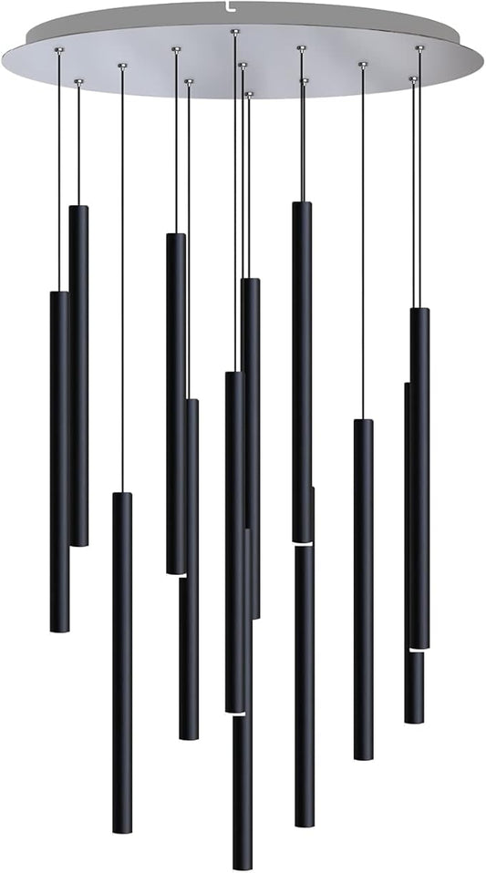 CANALIS 13 Mini Pendantl Lighting Black - LED Hanging Light Fixture for Kitchen Island, Bar, Foyer - Cluster Pendants - Dimmable, Adjustable Wire, Lamp Bulb Included