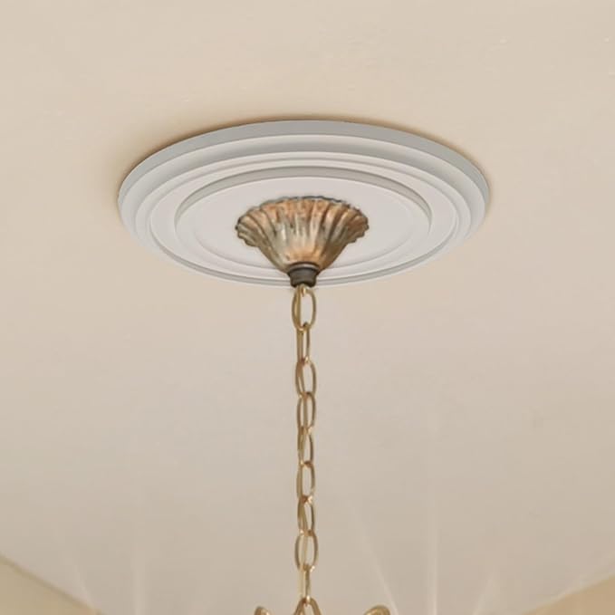 EIFHYT White PU Ceiling Medallions for Light Fixtures and Ceiling Fans, 12-2/8"OD x 4" ID x 1" P (Fits Canopies up to 7")