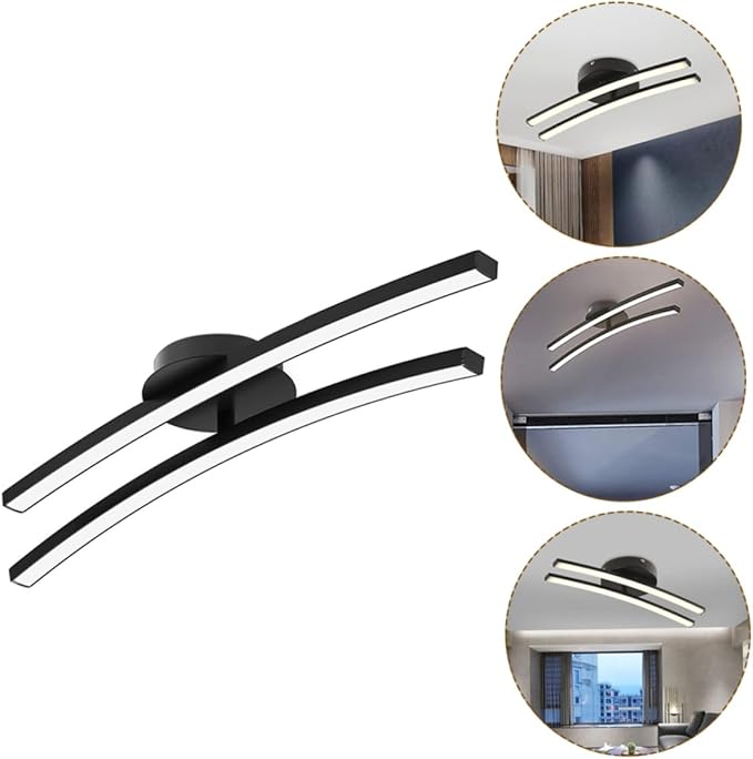 DOITOOL Modern Minimalist Ceiling Mounted Light Fixture Black White Warm Glow for Living Bedroom Kitchen Corridor Easy Installation Decorative Ceiling Lamp
