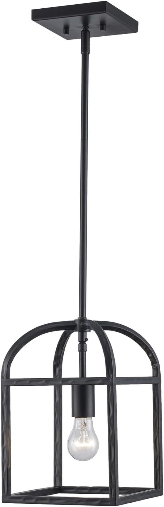 Asher Hamilton AHP-208BK Montclair 7.87 Inch Pendant Light | Adjustable 11.81 to 50.51 Inch Height | E26 Medium Base | Dry Rated for Indoor Use Only | Black Finish