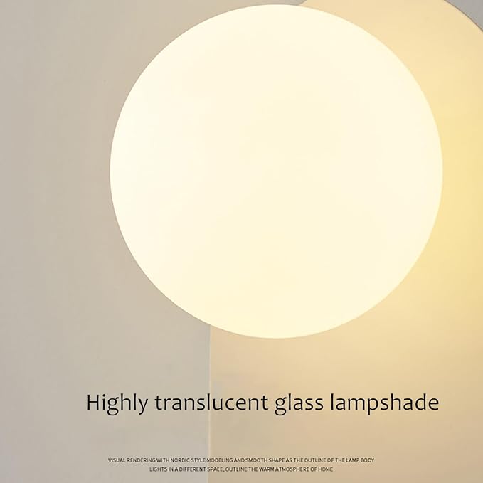 White Bathroom Vanity Light Fixture,Glass Wall Lamp with Sphere Lampshade,Hardwired Hallway Light Fixture,Modern Wall Sconce for Bedside Corridor and Living Room