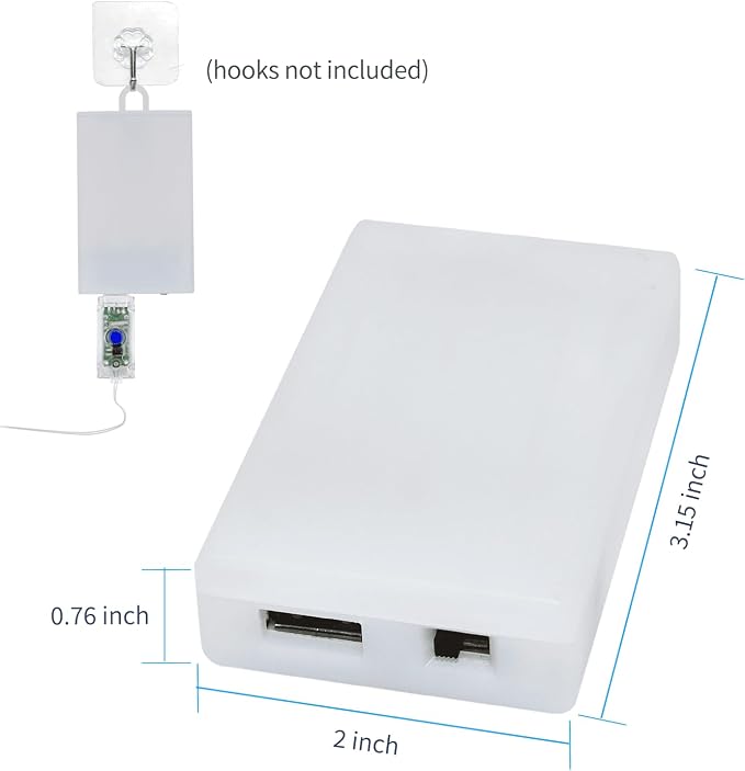USB Female Socket 3 AA Battery Case White Battery Box Holder for 5V USB LED Strip Lights Fairy String Lights Curtain Lights Christmas Decoration
