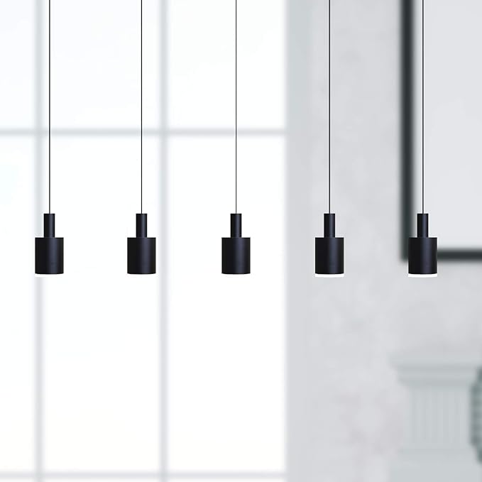 Virgo 5 Mini Pendant Lighting Black - LED Hanging Light Fixture for Kitchen Island, Bar, Foyer - Cluster Pendants - Dimmable, Adjustable Wire, Lamp Bulb Included