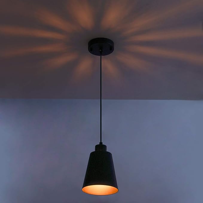 Modern Black Pendant Light Fixture 5.94'' (3-Pack) Mini 1-Light Pendant Lighting 3-Pack for Kitchen Island Industrial Hanging Pendant Light Cup Shade for Christmas Gift,Dining Room,Bar,E26,MAX60W