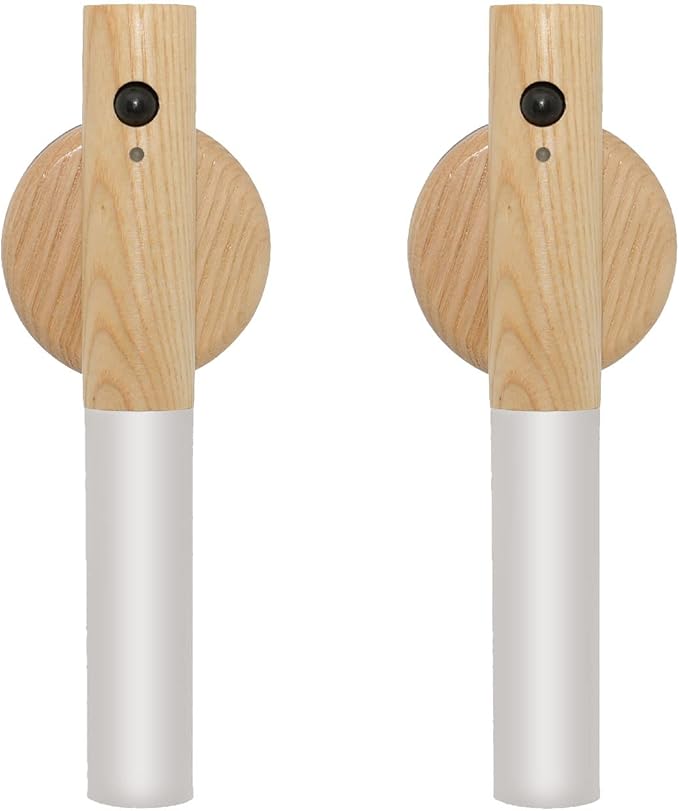 Motion Sensor Wall Sconces, Smart Portable Sensor Night Light Wood USB Rechargeable Magnetic Night Light (White Ash Wood 2PCS)