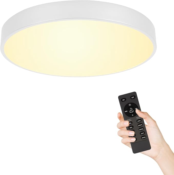 White Flush Mount Ceiling Light 15 inch LED Dimmable Ceiling Lamp Remote Control 36W 5CCT(2700K-5000K) Bedroom Lamp Light Fixture for Bedroom Foyer Kitchen Entryway Closet Hallway