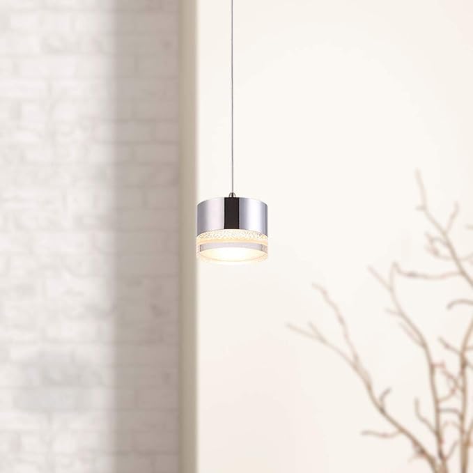 Jupiter 1 Mini Pendant Lighting Nickel - LED Hanging Light Fixture for Kitchen Island, Bar, Foyer - Cluster Pendants - Dimmable, Adjustable Wire, Lamp Bulb Included