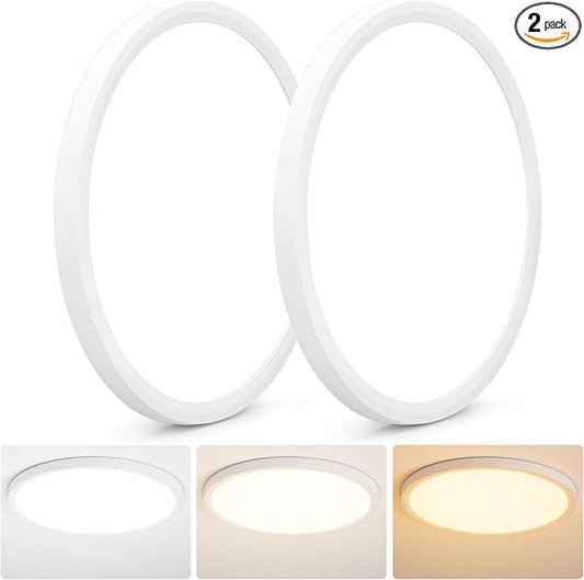 2 Pack Led Ceiling Light Fixture, 16'' 36W Ultra Thin Flush Mount, Dimmable, 3000K-4500K-6000K 3 Color Selectable, for Bedroom, Home Office, Kitchen, Dining Room, Living Room
