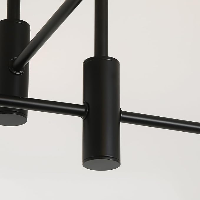 Garwarm Black Semi Flush Mount Ceiling Light Fixture, 4-Light Modern Industrial Sputnik Chandelier Light Fixture, Flush Mount Ceiling Lamp for Kitchen Dining Room Bedroom Foyer Entryway Hallway Closet