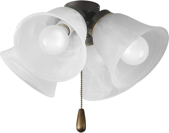 Progress Lighting 4-Light Universal Ceiling Fan Light Kit for AirPro Collection Ceiling Fans, New Traditional and Rustic Style, Includes 4 LED Light Bulbs, Antique Bronze