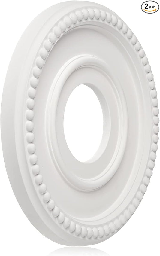 EIFHYT 2 Pack Moldeds PU Ceiling Medallions for Light Fixtures and Ceiling Fans, 12.5" OD x 4" ID x 1-3/8 "P White (Fits Canopies up to 5-1/2")