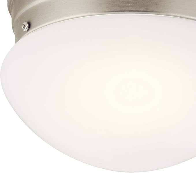 Kichler Ceiling Space 7.5" 1 Light Flush Mount with White Globe in Brushed Nickel