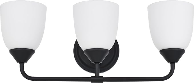 Black 3-Light Traditional Bathroom Vanity Light Fixtures Over Mirror, Modern Vanity Lights for Living Room, Standard E26 Base, Textured Black