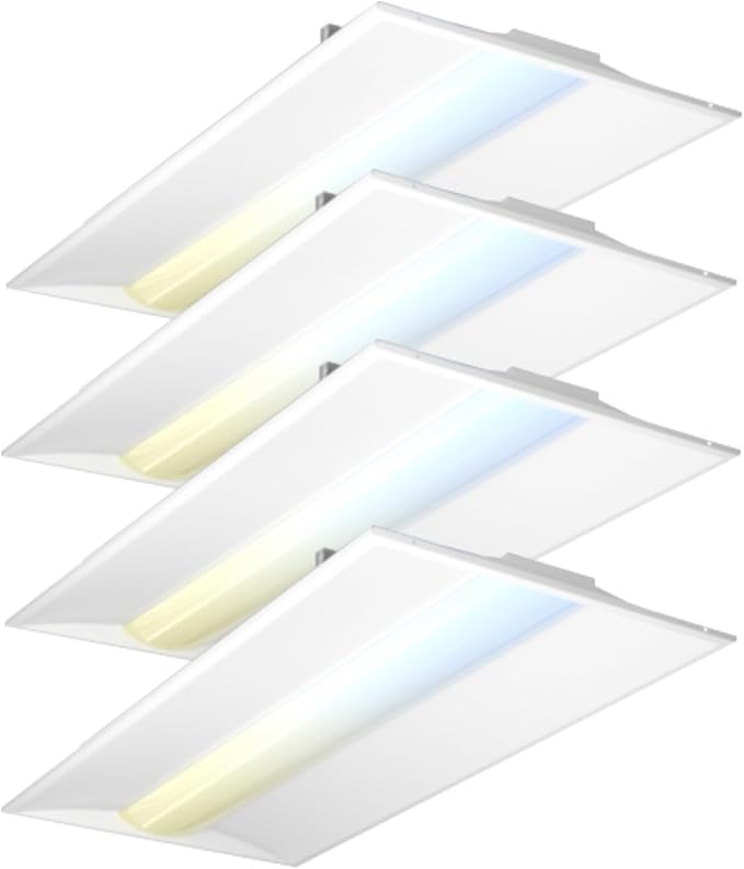2x4 FT LED Center Basket Troffer Panel Light, Drop Ceiling Fixture 72/60/50/40/30W, 5CCT Color Tunable 3000K-6500K, 0-10V Dimmable Drop Ceiling Lights, 120-277V-ETL&DLC Qualified, 4-Pack