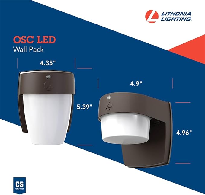 Lithonia Lighting LED Wall Pack Outdoor Light Fixture, Wall Sconce for Doorways and Garages, 3-in-1 Switchable White Light, 3 Diffuser Options, Dusk to Dawn Photocell, 120V, Bronze