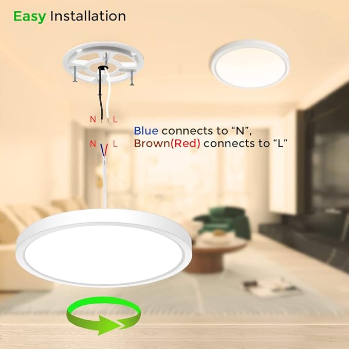 inShareplus 9inch LED Flush Mount Ceiling Light Fixture, 18W [180W Equivalent] Warm White 2800K Ceiling Lights Fixture, 1800LM White Ceiling Lamp for Bedroom, Living Room, Kitchen, Office, Hallway