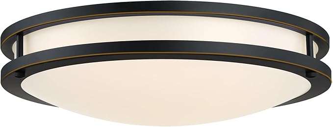 16 Inch Oil Rubbed Bronze LED Ceiling Light 3000K/4000K/5000K Dimmable 16in Round Flush Mount Ceiling Lights Oil Rubbed Bronze Bathroom Bedroom Ceiling Light Fixture for Hallway Entrance,25W