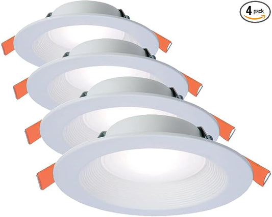 HALO RL 6 in Canless LED Recessed Ceiling Light with Selectable Color Temperature 2700K-5000K Selectable Lumen 900/1200 for Indoor Outdoor Wet Locations Dimmable IC Rated-RL6LS9FSD2W1EWHDM (Pack of 4)