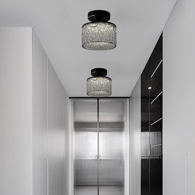 KISAD Nordic Bedroom Semi Flush Mount Ceiling Light Fixtures Modern Minimalist Hallway LED Close to Ceiling Lamp for Entryway Balcony(Smoke Gray,Cylindrical)