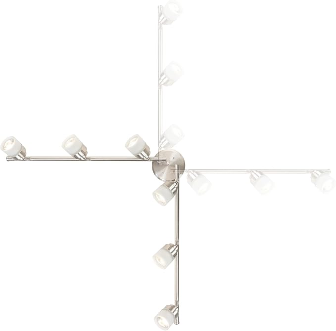 Globe Electric 59865 Spence 6-Light Foldable Track Lighting, Brushed Nickel, Frosted Glass Shades