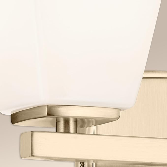Kichler Marant 14.25" 2-Light Vanity Light Fixture with Opal Glass in Champagne Bronze for Bathroom Over Mirror, Modern Wall Mount Lighting (14.25" W x 9.5" H), 55215CPZ