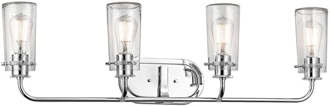 KICHLER Braelyn 44" 4 Light Vanity Light with Clear Seeded Glass Chrome