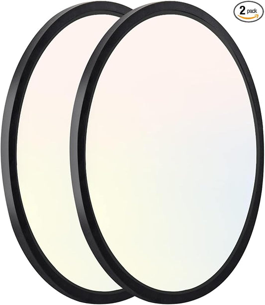 hykolity 2 Pack 9 Inch Selectable CCT LED Round Flat Panel Light, 18W 1800LM 3000K/4000K/5000K, Edge-Lit Flush Mount Ceiling Light Fixture for Kitchen, Bedroom, Laundry and Closet Room，Black