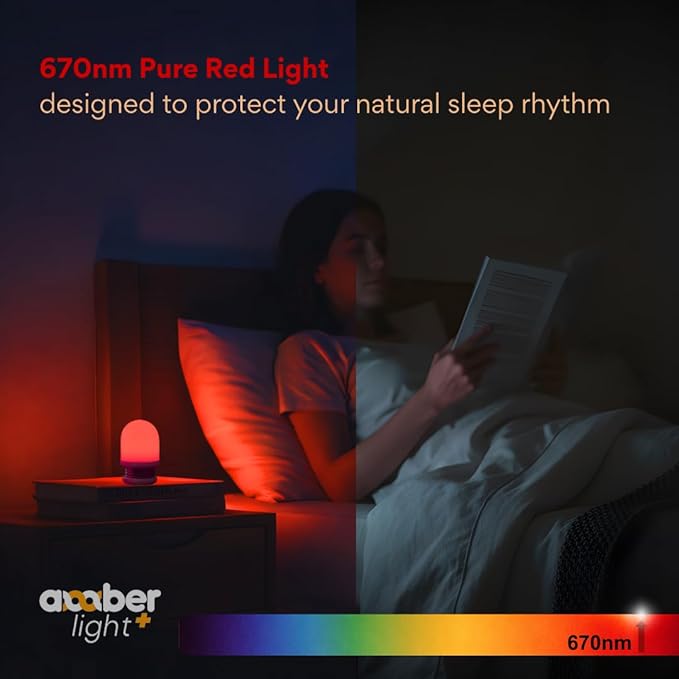 Amber Light + Red Light Pebble, 670nm Wavelength, Rechargeable Sleep Aid Lamp, 2.4x3.5 Inch, Deep Sunset Ambience, 1000mAh Battery, Melatonin-Friendly Night Light