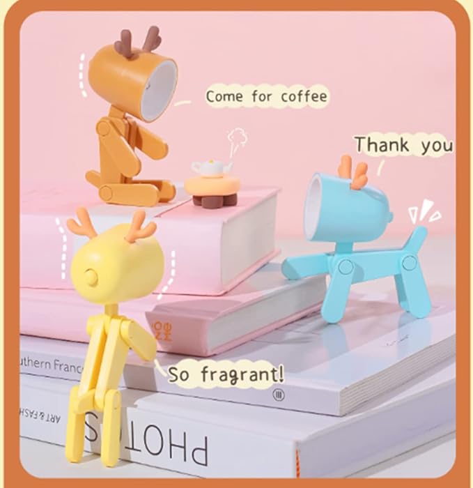 Cute Night Light for Kids, Mini Led Table Desk Lamp, Decorative Lamp Indoor Nightstand, Animal Pet Nightlights, Christmas Decorate Birthday Gifts for Children, Students (1 x Yellow Deer)