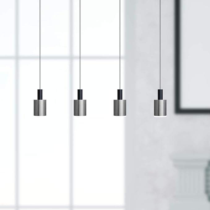 Virgo 4 Mini Pendant Lighting Black-Nickel - LED Hanging Light Fixture for Kitchen Island, Bar, Foyer - Cluster Pendants - Dimmable, Adjustable Wire, Lamp Bulb Included