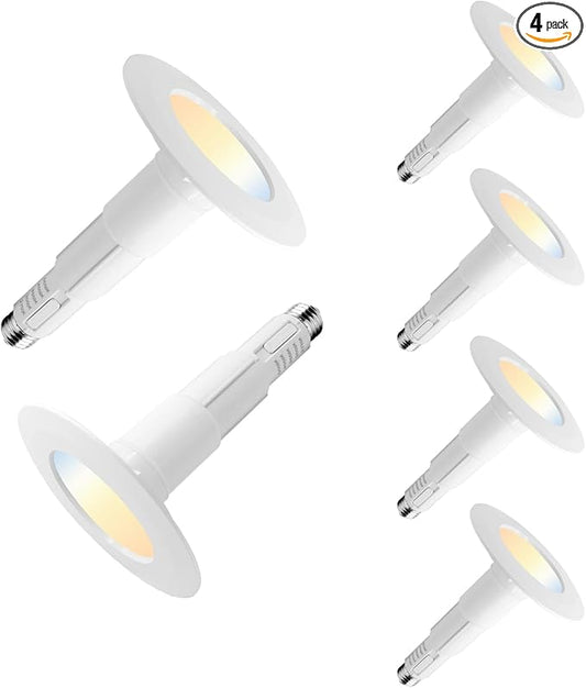 Jolux 4 Inch Adjustable 5CCT LED Can Light Retrofit, 2700K-5000K CCT Selectable, 6W=40W 500LM, Dimmable E26 Base, Bevel Trim, Recessed Lighting for Home Kitchen Bedroom, 4-Pack