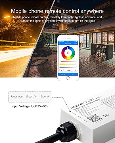 LGIDTECH WL5-WP Miboxer LED Strip Light 5 in 1 Controller for 5050 3528,IP67 Waterproof,Smartphone APP Control Without Extra Hub.Amazon Alexa Google Home Assistant Voice Control,DC12-36V,240W-720W
