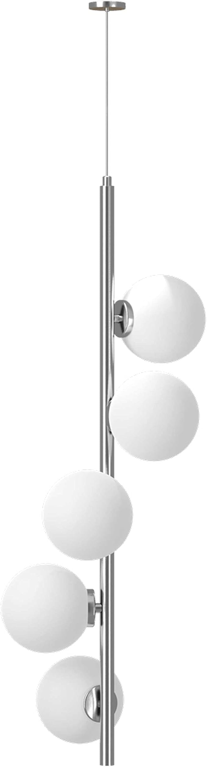 Vitan Linear Globe Pendant Light Fixture, Frosted Glass Globe Shades, Satin Nickel Finish, Uses Five G9 Bulbs (Not Included), Living Spaces, Dining Rooms, Accent Lighting, ETL Listed