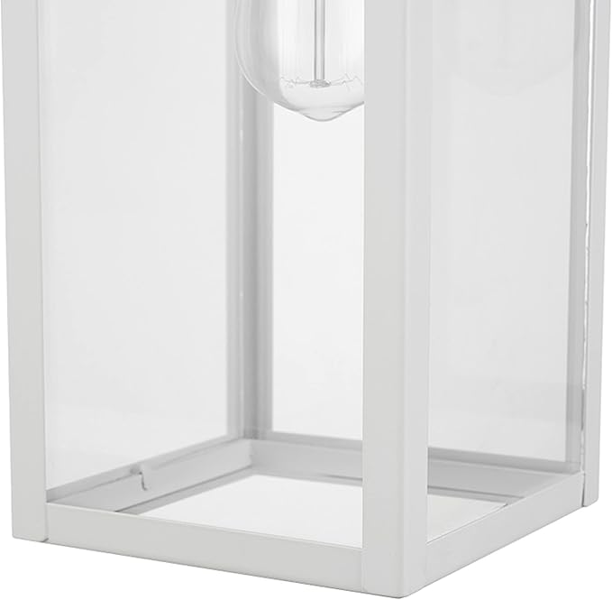 GLOBE Electric 44836 Bowery 1-Light Outdoor Indoor Wall Sconce, Matte White, Clear Glass Shade