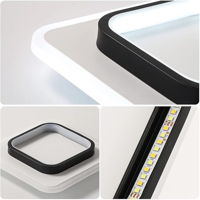2 Pack LED Ceiling Light 22W Modern Ceiling Lamp, Cool White 6500K 9.5 Inch Square Close to Ceiling Lights for Hallway Bedroom Office Kitchen Dining Room Entrance(Black & White)