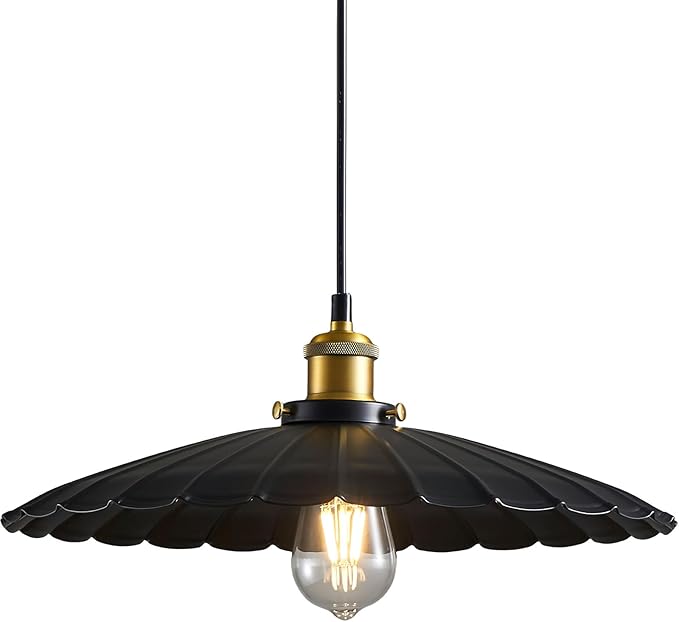 Kitchen Pendant Lights, Black Hanging Lamp for Hallway 13.8 Inch Metal Lampshade Farmhouse Pendant Lights Kitchen Island Vintage Pendant Lighting Kitchen Island Sofa