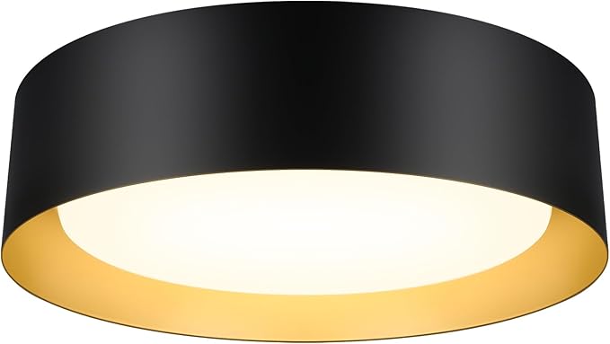 BrightHome Flush Mount LED Ceiling Light, 13in 2400LM 25W, 3 Color (3000K, 4000K, 5000K) Dimmable Black Gold Modern Lamp for Bedroom, Bathroom, Hallway, Kitchen