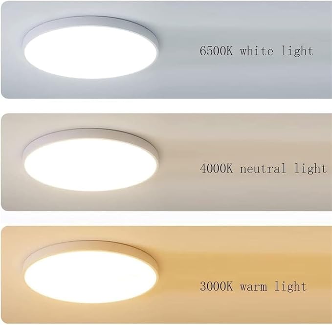 Minimalist Ceiling Lamp Round Ultra Thin Three Color Dimmable Flush Mount Sleek Modern Lighting Fixture for Bedroom Kitchen Corridor Livingroom Hallway(Yellow,9in)