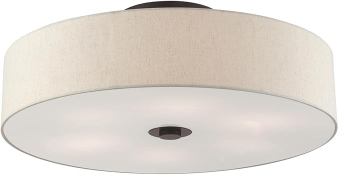 Livex Lighting Meridian - 6 Light Semi-Flush Mount in Modern Style - 30 Inches Wide by 11.25 Inches high-English Bronze Finish