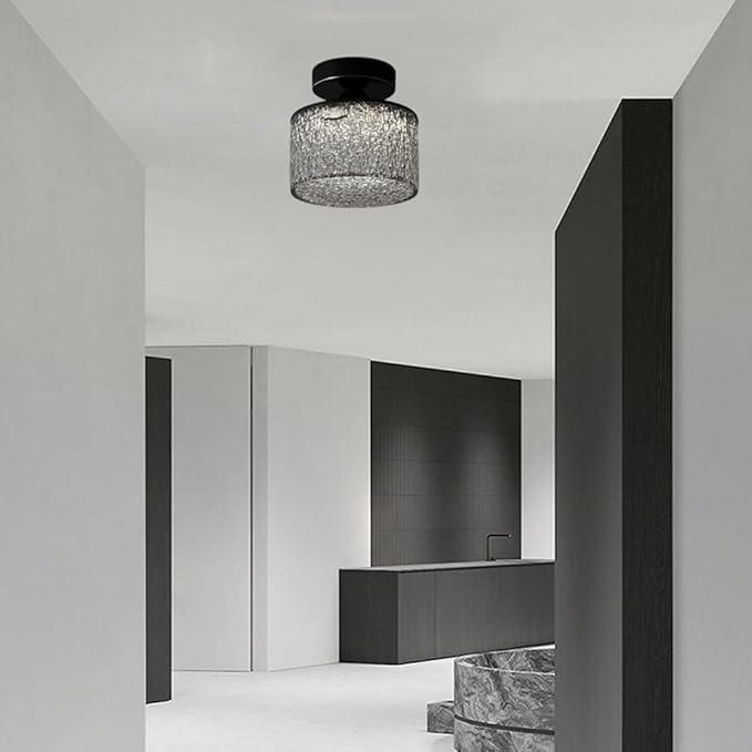 KISAD Nordic Bedroom Semi Flush Mount Ceiling Light Fixtures Modern Minimalist Hallway LED Close to Ceiling Lamp for Entryway Balcony(Smoke Gray,Cylindrical)
