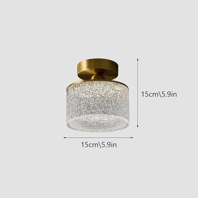 KISAD Nordic Bedroom Semi Flush Mount Ceiling Light Fixtures Modern Minimalist Hallway LED Close to Ceiling Lamp for Entryway Balcony(Clear,Cylindrical)