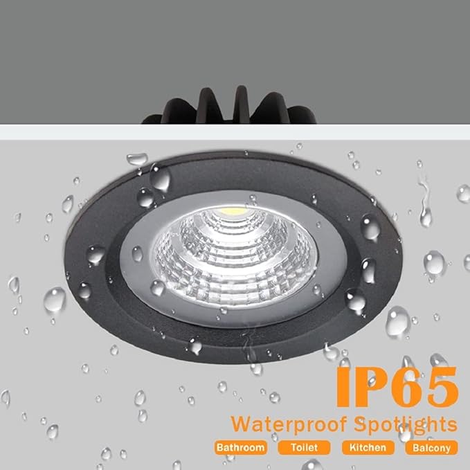 LS-PRO 3.5inch 5w LED Recessed Ceiling Light Slim Aluminium Panel, Anti Rust Fixture Downlight Shower Spotlight IP65 Waterproof for Wet Location Indoor & Outdoor Cold light/5000k-Black Body