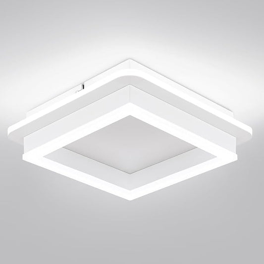 CANEOE 24W Square Hallway Light, Modern Flush Mount Led Ceiling Light,White Acrylic Close to Ceiling Lights for Bedroom Dining Room Kitchen Balcony Bathroom Aisle Ceiling Lamp (Cool White,6000K)
