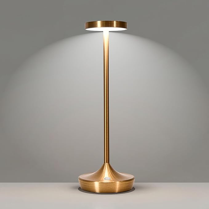 Cordless Table Lamps, Rechargeable 6000mAh LED Desk Lamps, Up to 60 Hours, Touch Control with 3-Level Dimming, Portable Waterproof Lights for Restaurant, Dining Table, Patio & Home (Bronze)