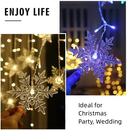 LED Curtain Lights,19ft/6M 96 LED Snowflake Curtain String Lights Plug-in Window Curtain Lights with 8 Modes Decoration for Christmas, Wedding, Party,Wall, Home Decorations (Warm White)